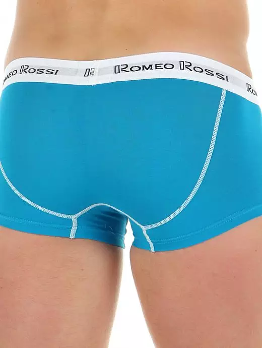 Яркие брифы на пришивной резинке с логотипом бренда бирюзового цвета Romeo Rossi RTRR365-10 распродажа